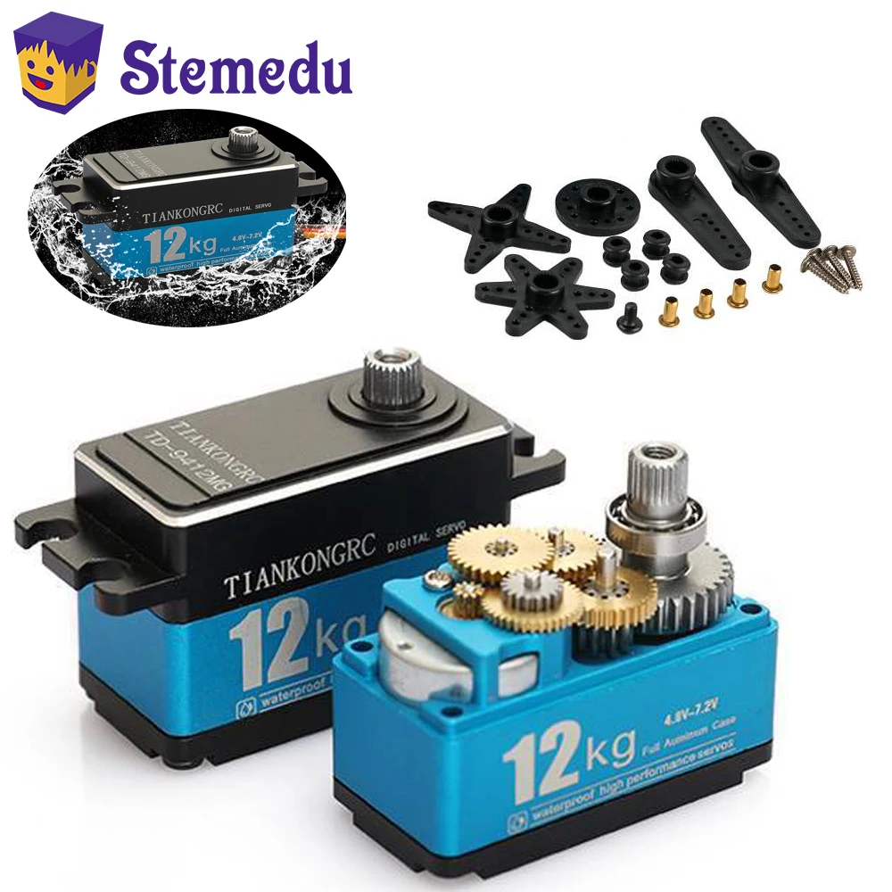 Rc Car Servo - デジタルカーサーボ,TD-9412MG高トルクカーボンブラシ,180, 270, 360度モーター,ショートモデル,1:10, 1:8 rcカーロボット用,12kg