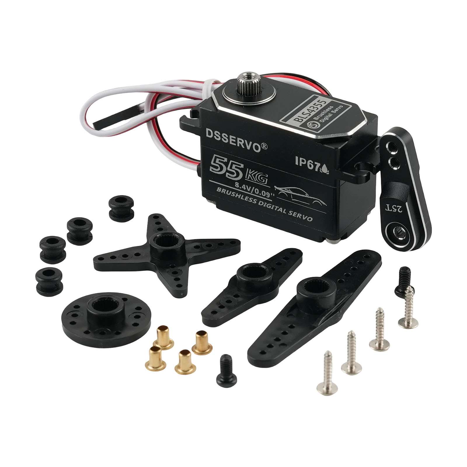 Rc Car Servo - Dsservo BLS4355 55KG ロープロファイルオールメタルブラシレスデジタルサーボ 180/270度 RCサーボ