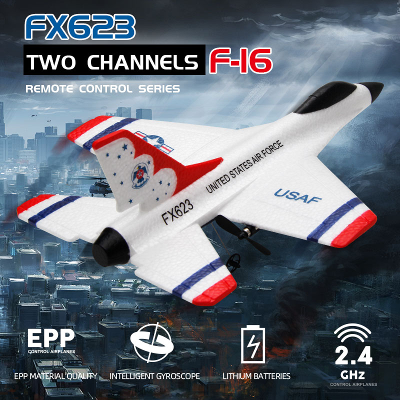 Rc Wing Glider - 子供用リモコングライダー飛行機,2チャンネル,2.4g,固定ウィング,フォーム玩具,fx623,f16