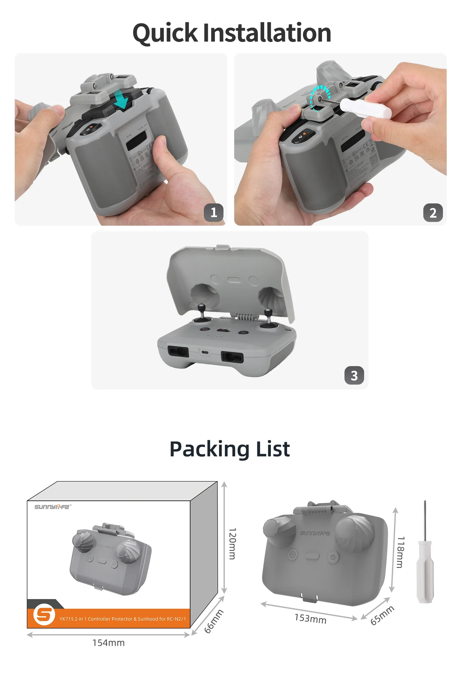 2 in 1 コントローラープロテクター サンフード コント - Drone Dji Rc N3 のレビューと価格