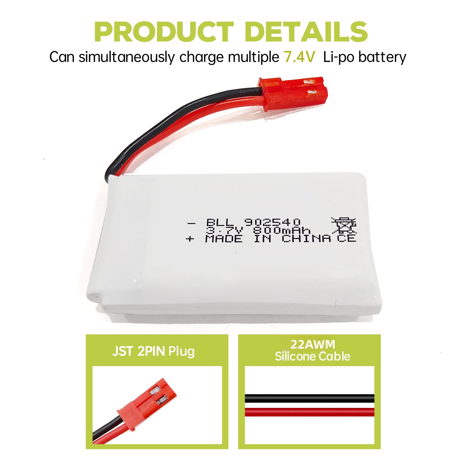 2 個 3.7V 800mAh リポバッテリー USB 充電 - Drone Mjx Rc のレビューと価格