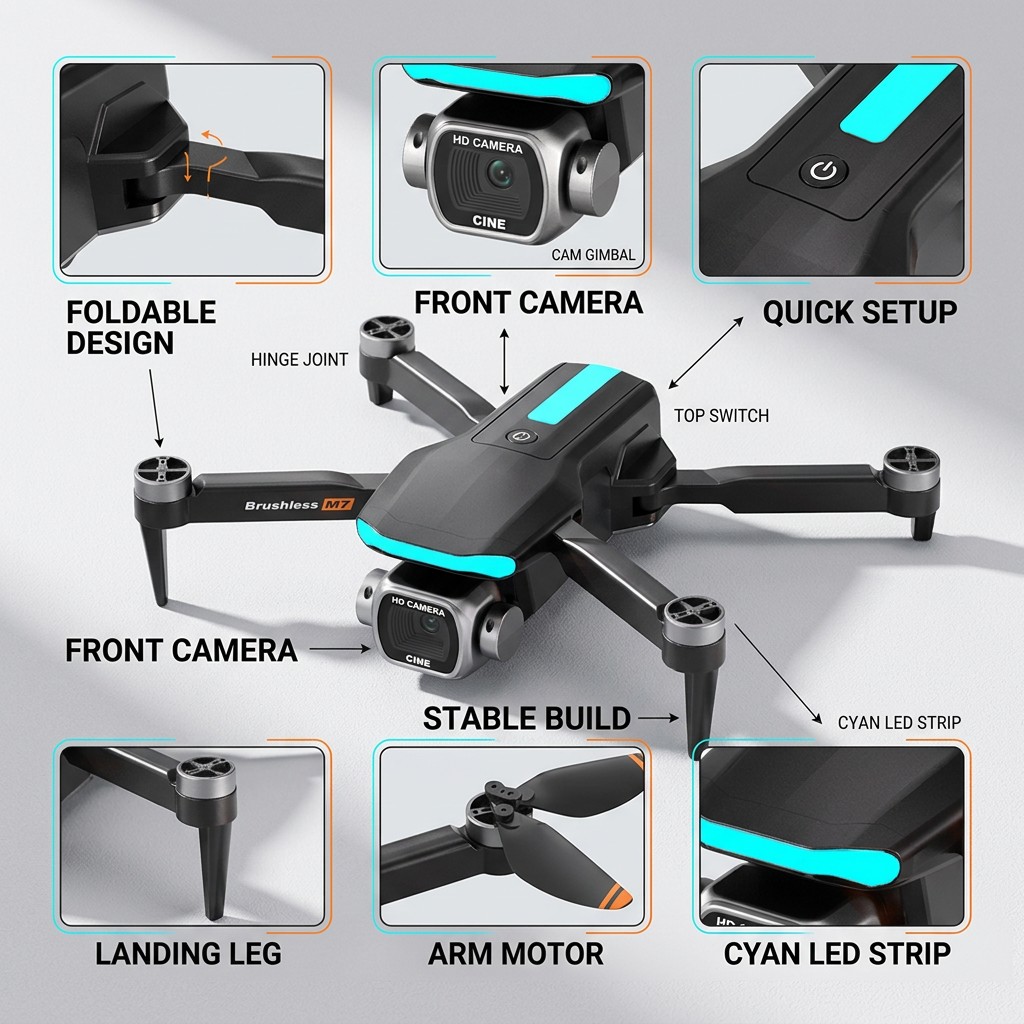新型M7 RCドローン プロフェッショナル 8Kデュアルカメ - Drone Dji Rc 2 のレビューと価格
